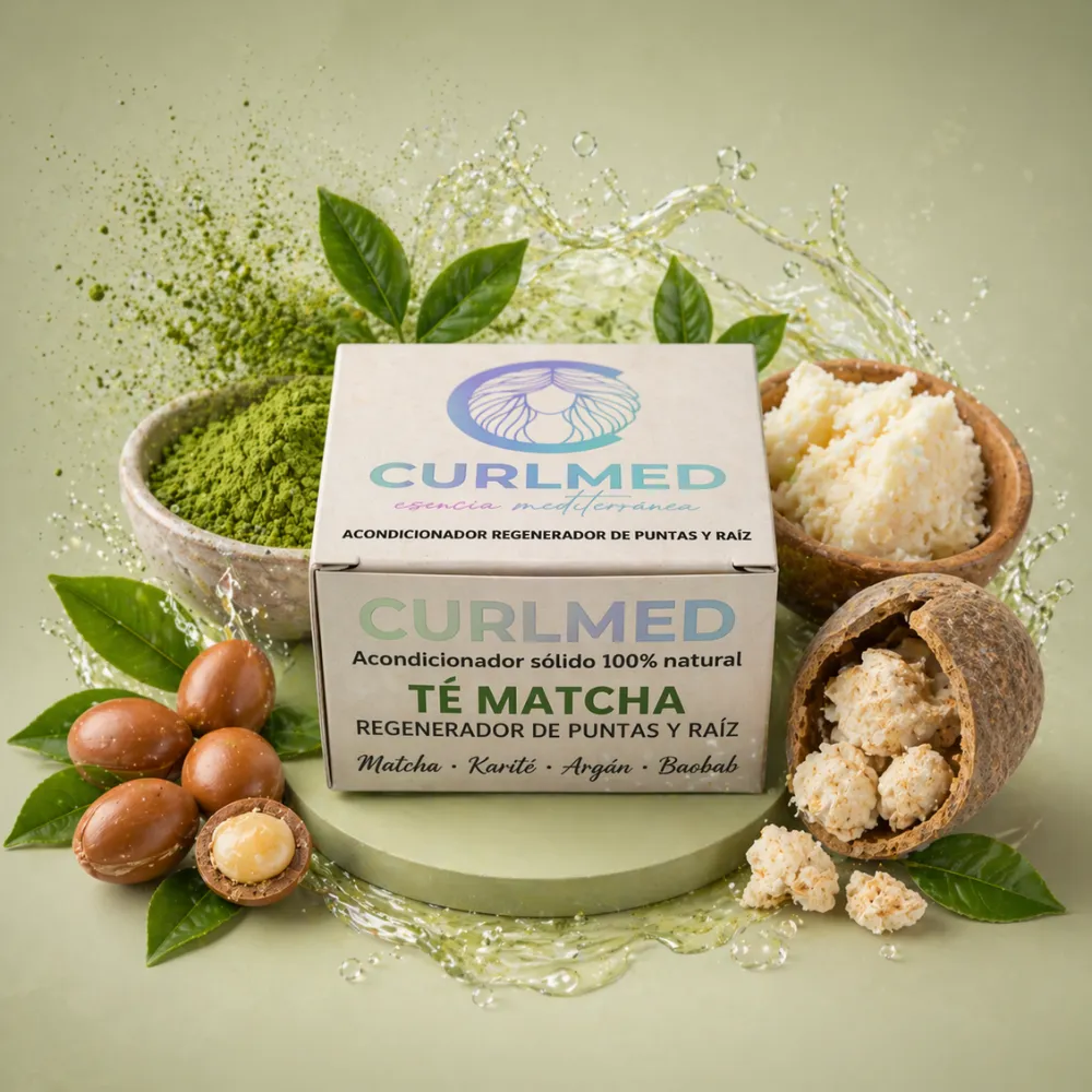 CurlMed Acondicionador Sólido Regenerador Puntas y Raíz Té Matcha 80g - 4